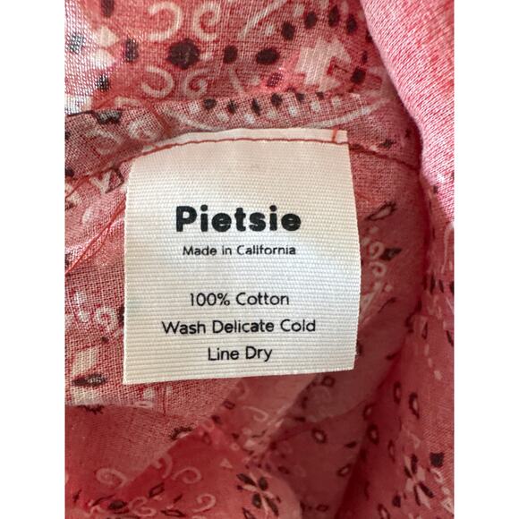 PIETSIE 100% Country Bandana Mini Shirt Dress Red Size Small - Picture 7 of 7